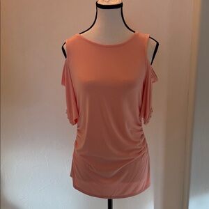 White House Black Market Peach Cold Shoulder Blouse